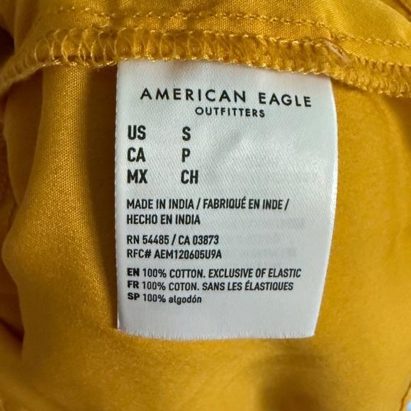 American Eagle Yellow Floral Ruched Long Sleeve Mini‎ Dress Size Small Milkmaid - Picture 14 of 16